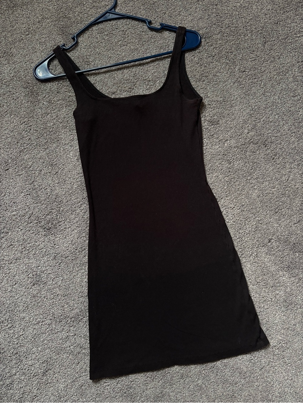 Divided Black Ribbed Tank Dress